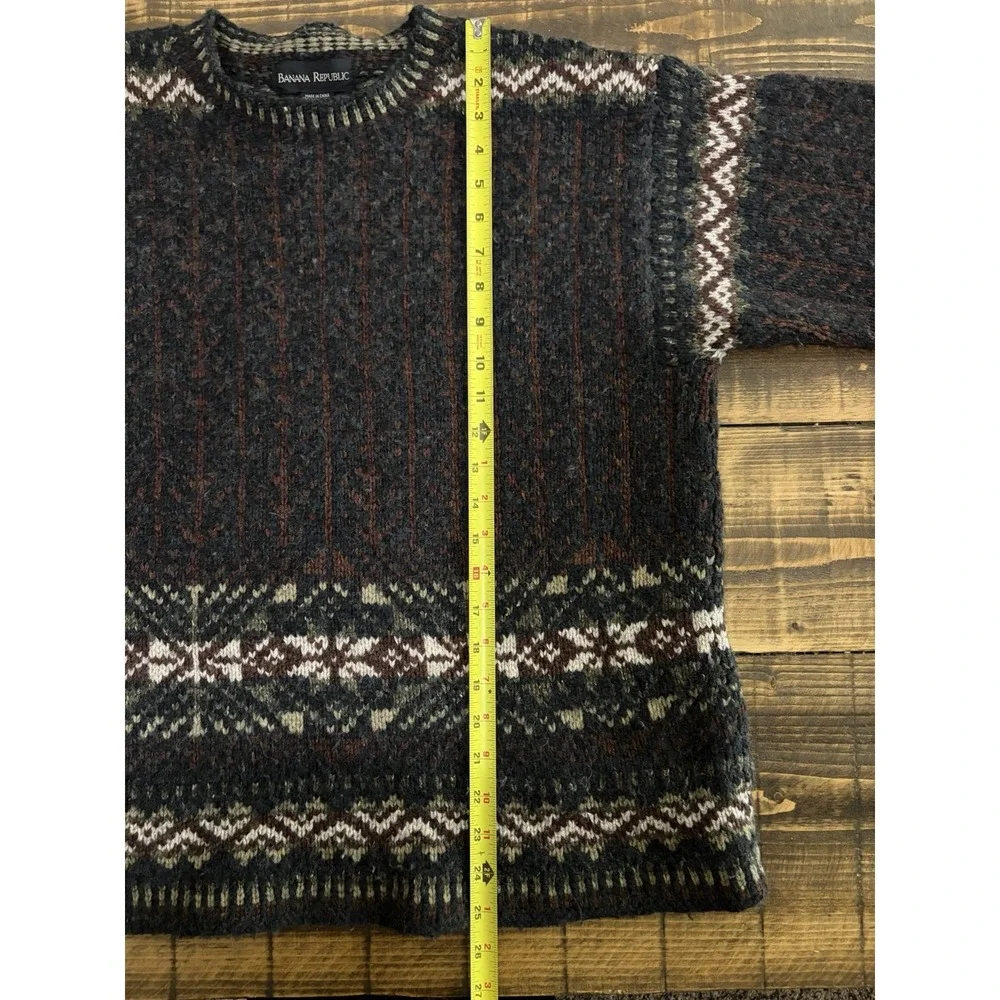 Banana Republic Mens S Fair Isle Sweater Lambswool Wool Nordic Crewneck Pullover